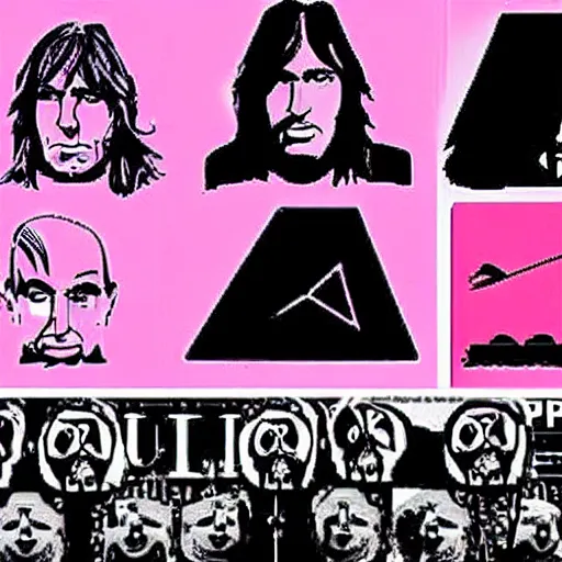 Image similar to Pink Floyd members from cartoon