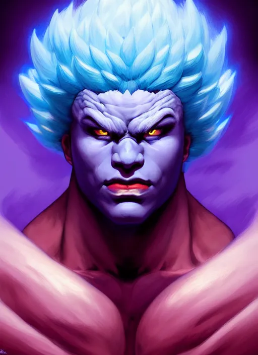 Image similar to symmetry!! portrait of blue akuma, street fighter, global illumination!! intricate, elegant, highly detailed, digital painting, artstation, concept art, smooth, sharp focus, illustration, art by artgerm and greg rutkowski and alphonse mucha