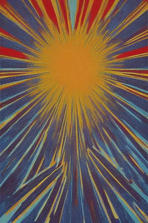 Image similar to mid century modern art sunburst retro on canvas by bernard simunovic