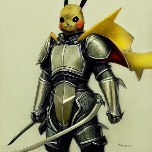 Image similar to pikachu as a realistic fantasy knight, closeup portrait art by donato giancola and greg rutkowski, realistic face, digital art, trending on artstation, symmetry!!, no helmet