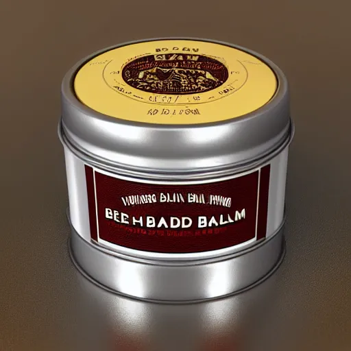 Image similar to 3 d render of vintage looking beard balm tin