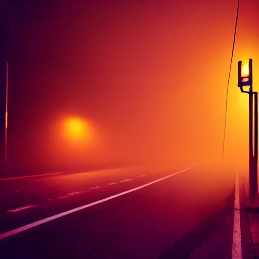 Image similar to A stunningly beautiful award-winning 45 degree down angle 8K high angle cinematic movie photograph of a spooky foggy lightless main intersection in an abandoned 1950s small town at night, by David Fincher and Darius Khonji, cinematic lighting, perfect composition, moody low key volumetric light. Color palette from Seven, greens yellows and reds. 2 point perspective, high angle from 15 feet off the ground. Octane render