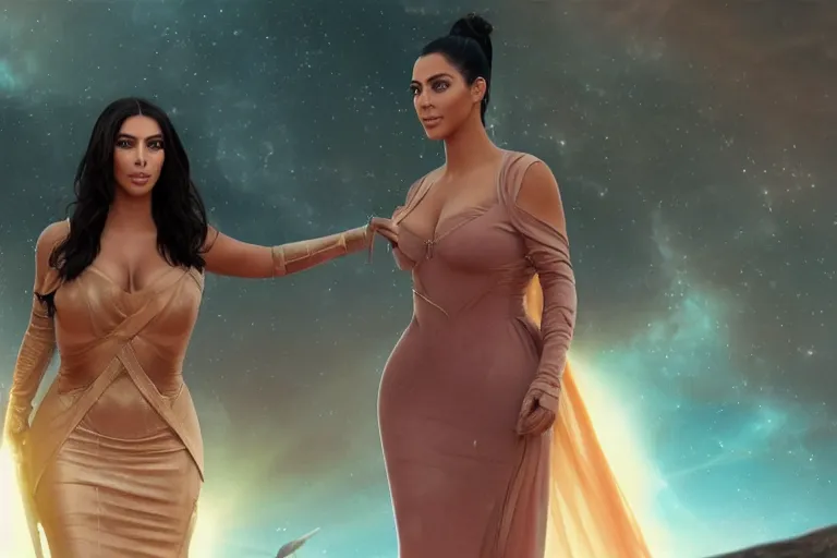 Image similar to princess of mars but with kim kardashian, cinematic 8 k movie still