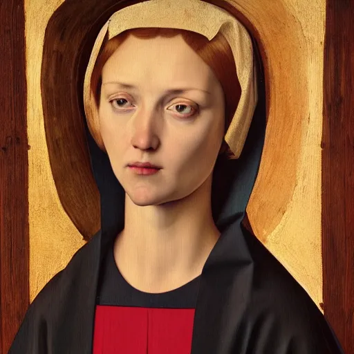 Image similar to portrait of maria, in deposition of christ by van der weyden, high quality, realism, artstation, octane
