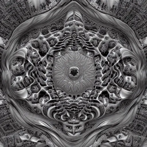 Image similar to close - up of intricate marble fractal mandelbulb rendered in octane