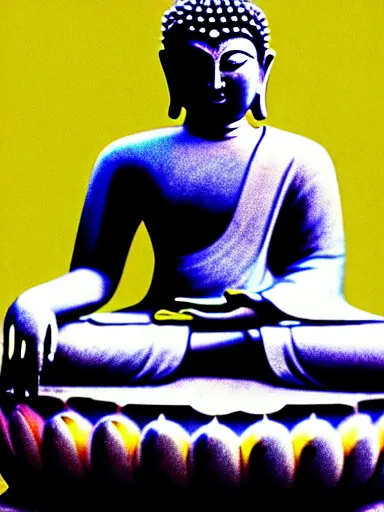 Image similar to the buddha sitting in full lotus position on a microchip