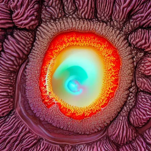 Prompt: photorealistic, extreme macro focus stacking. nikon's small world. coral polyp. intricate, detailed acrylic pour by beeple