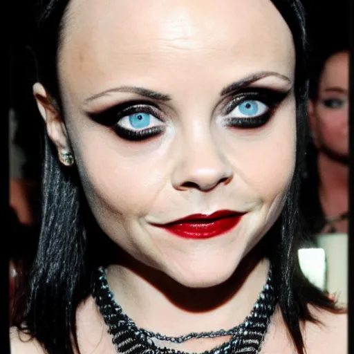 Prompt: Christina Ricci in Goth make up