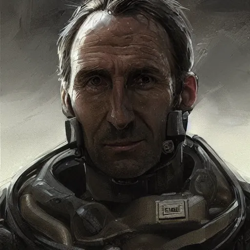 Prompt: portrait of a man by greg rutkowski, sharlto copley as weyland - yutani mercenary, he is about 5 0 years old, wearing a white and black tactical gear, highly detailed portrait, digital painting, artstation, concept art, smooth, sharp foccus ilustration, artstation hq