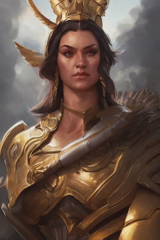 Image similar to amazon valkyrie athena, d & d, fantasy, portrait, highly detailed, headshot, digital painting, trending on artstation, concept art, sharp focus, illustration, art by artgerm and greg rutkowski and magali villeneuve