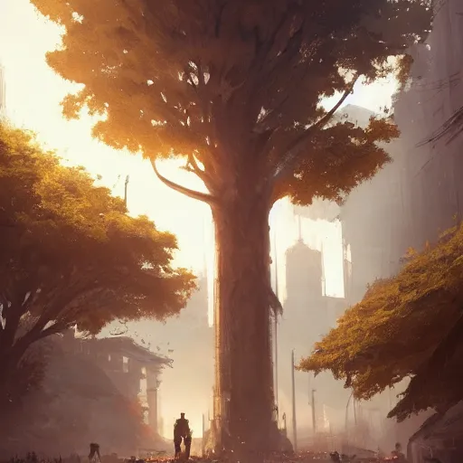 Prompt: A city on a tree ,Greg rutkowski, Trending artstation, cinematográfica, digital Art