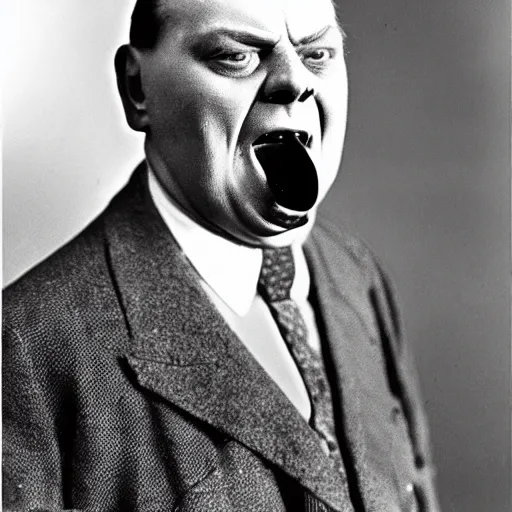 Prompt: hermann goring screaming into the camera, taken on a ww 2 camera, highly detailed, black and white.