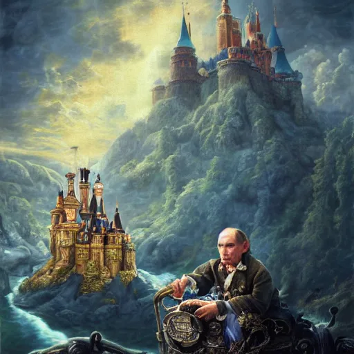 Image similar to Putin as Mystical Gollum, Realistic, Regal, Refined, Detailed Digital Art, Michael Cheval, Walt Disney (1937), François Boucher, Oil Painting, Steampunk, Highly Detailed, Cinematic Lighting, Unreal Engine, 8k