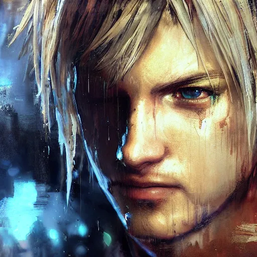 Prompt: final fantasy tidus, jeremy mann painting