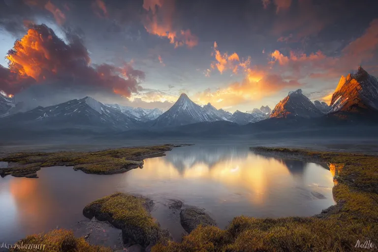 Prompt: marc adamus, the hero of diffusion model photography, dramatic!, sunset!, hdr! wow! so much dynamic range! wide angles! something about landscapes