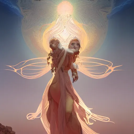 Image similar to a goddess dancing in the desert, glowing eyes, fantasy, intricate and very beautiful and elegant, highly detailed, digital painting, artstation, concept art, smooth and sharp focus, illustration, art by tan zi and ayanamikodon and alphonse mucha and wlop