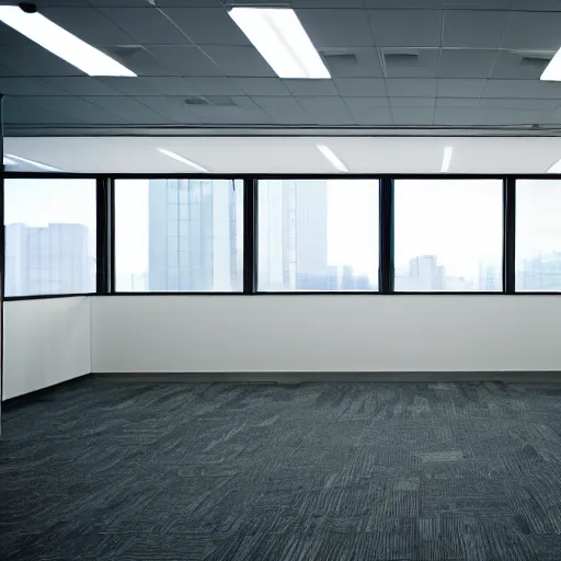 Prompt: empty office, color photograph