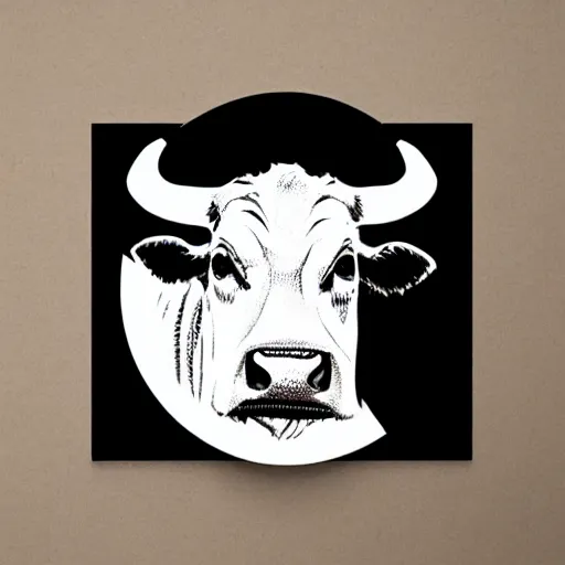 Prompt: a cow, styled as a vinyl record album art