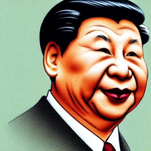 Image similar to The face of Xi Jinping drawn like the face of Winnie the Pooh, cartoon