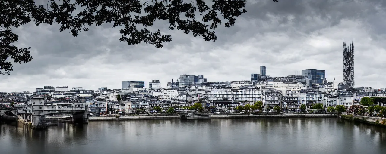 Prompt: nantes, france, futuristic landscape mixed with tokyo