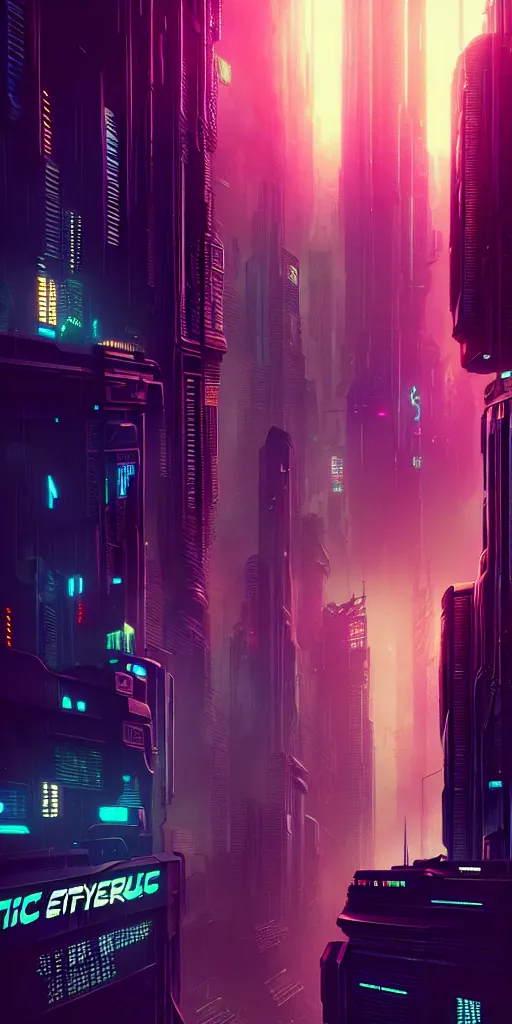 Image similar to epic cyberpunk cityscape : : blade runner, james guilleard, beeple, laurie greasley, dan mcpharlin : : ornate, dynamic, particulate, rich colors, intricate, elegant, highly detailed, centered, artstation, smooth, sharp focus, octane render, 3 d