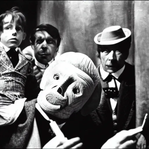 Prompt: the elephant man having a birthday party cinematic 3 5 mm