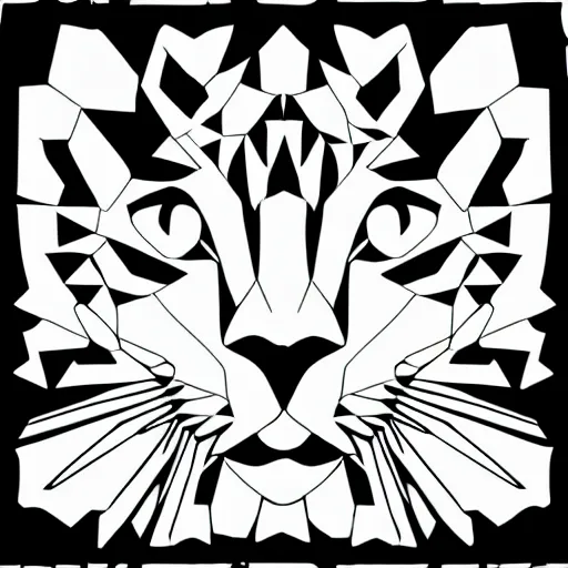 Prompt: geometric cat ,openwork, black and white, white background , clipart