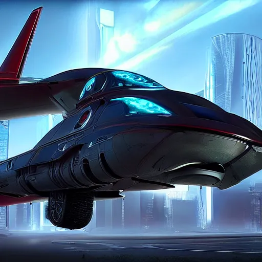 Prompt: cyberpunk alien concept of the a - team van with a pair of airplane wings on the sides, flying trough the sky, futuristic look, highly detailed body, very powerful, photorealistic camera shot, crisp quality and light reflections, unreal engine 5 quality render