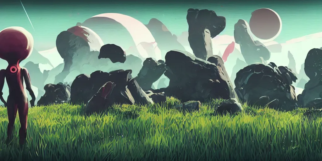 Image similar to no mans sky concept art of alien race, cute, adorable