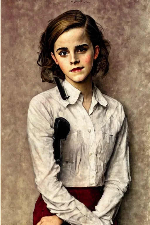 Image similar to Emma Watson portrait by Norman Rockwell