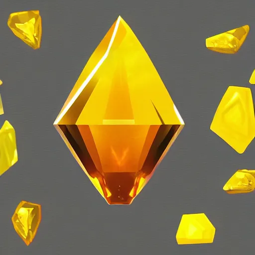 Prompt: yellow gemstone, crystal, digital art, icon