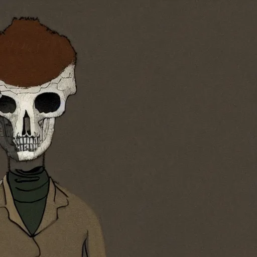 Prompt: creepy screenshot from rusty lake, man wearing a deer skull, dark, disturbing, ominous