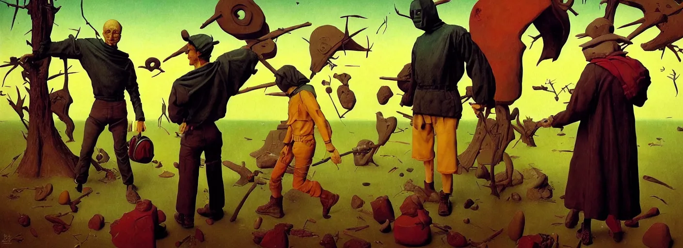 Prompt: full - body portrait surreal colorful clay fighting artstation rpg dressed character concept art anatomy, action pose, very coherent and colorful high contrast masterpiece by norman rockwell franz sedlacek hieronymus bosch dean ellis simon stalenhag rene magritte gediminas pranckevicius, dark shadows, sunny day, hard lighting, reference sheet white! background