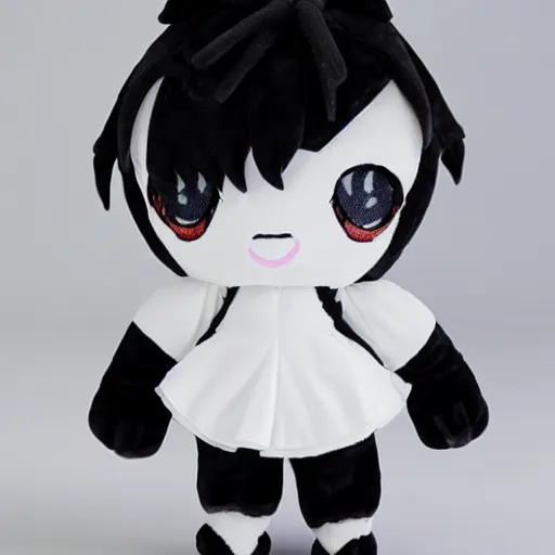 Image similar to cute fumo plush of a nightmare girl, black and white