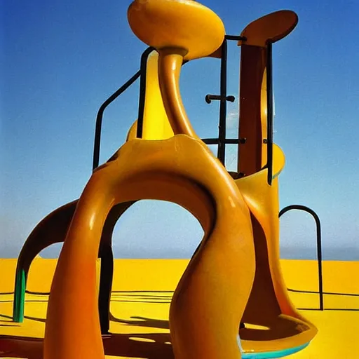 Image similar to playground by salvador dali, art installation, colour photograph