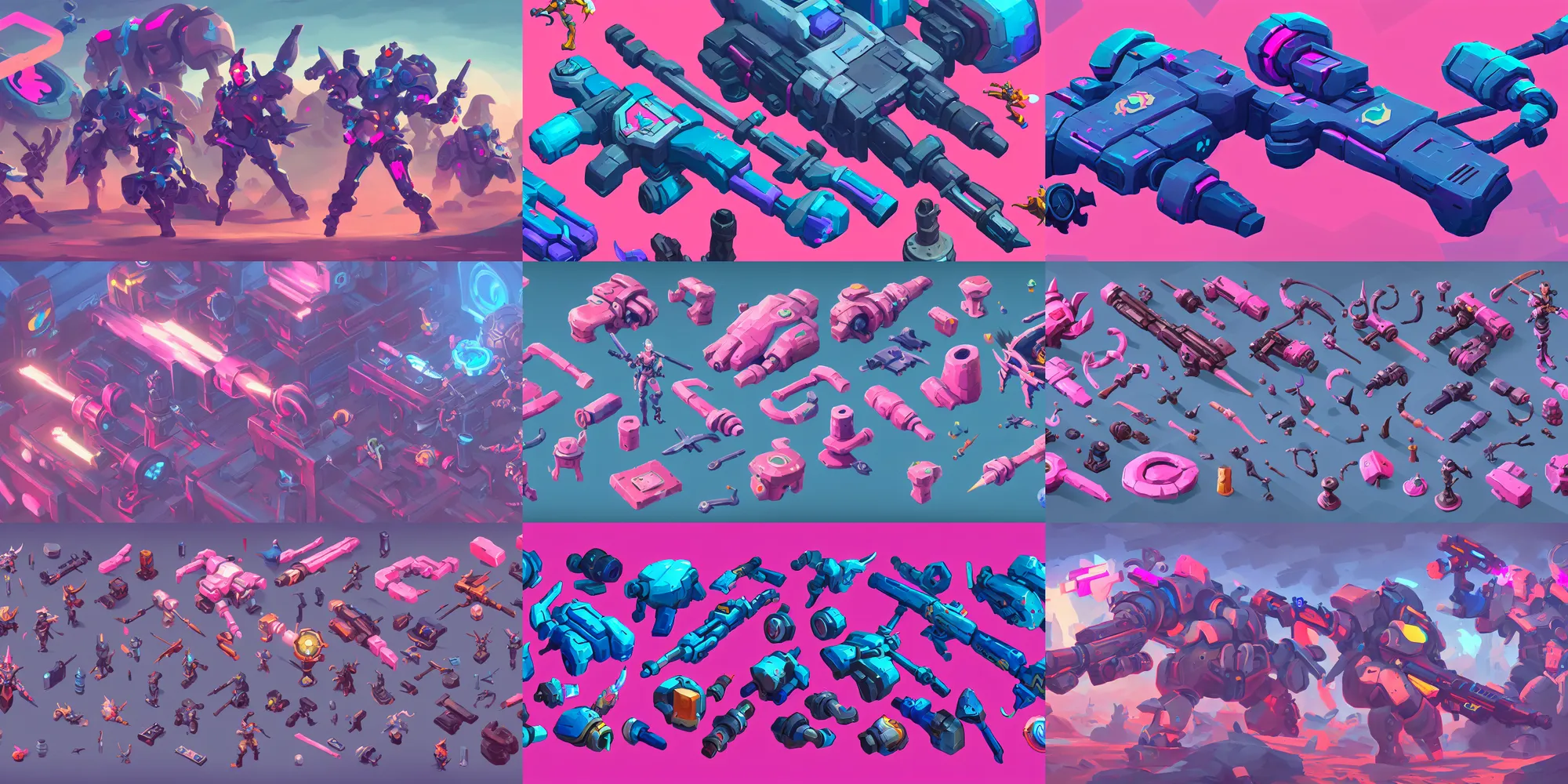 Prompt: game asset of hardware and software, in gouache detailed paintings, props, stylized, 2 d sprites, kitbash, arcane, overwatch, blue and pink color scheme, 8 k, close up