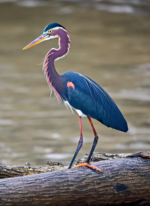 Image similar to tri - colored heron sitting on a log by the river, canon 7 d mark ii canon l series ii 1 0 0 - 4 0 0 @ 1 8 8 mm iso 8 0 0, f / 9. 0, 1 / 4 0 0 sec, octane,