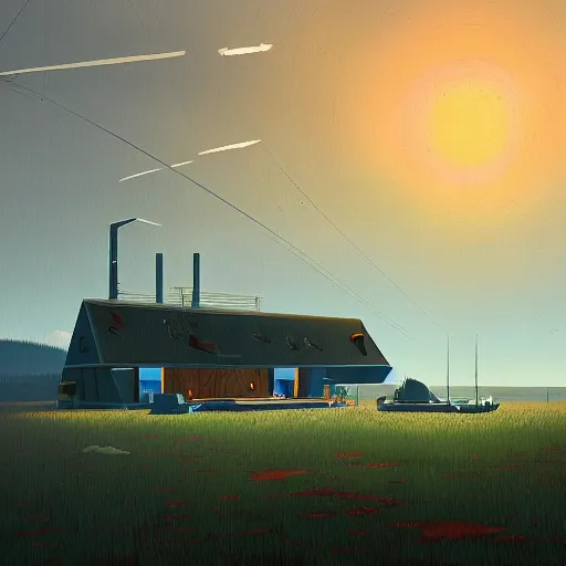 Image similar to yachting club by simon stalenhag