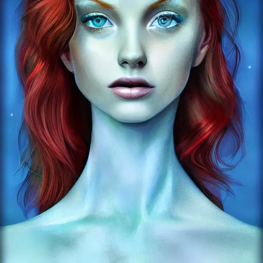 Prompt: a red haired, beautiful woman with blue / green eyes, some freckles, pale skin deep focus, elegant, digital painting, smooth, sharp focus, golden ratio, illustration, ultra realistic, 8 k, art by jasmine becket griffith