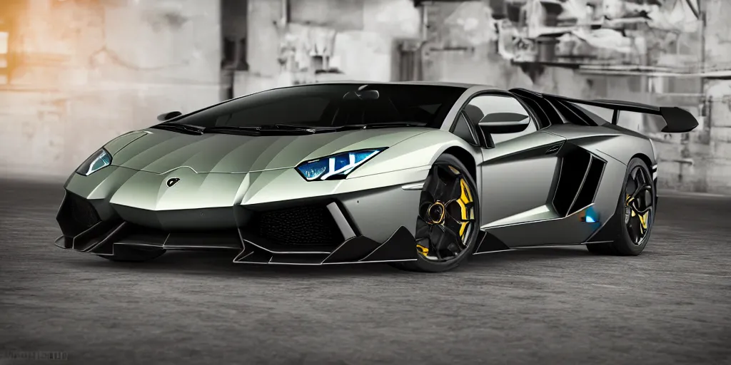 Image similar to lamborghini aventador mixed with a GSX-r1100, unreal 5, hyperrealistic, realistic, photorealistic, dynamic lighting, highly detailed, cinematic landscape, studio landscape, studio lighting