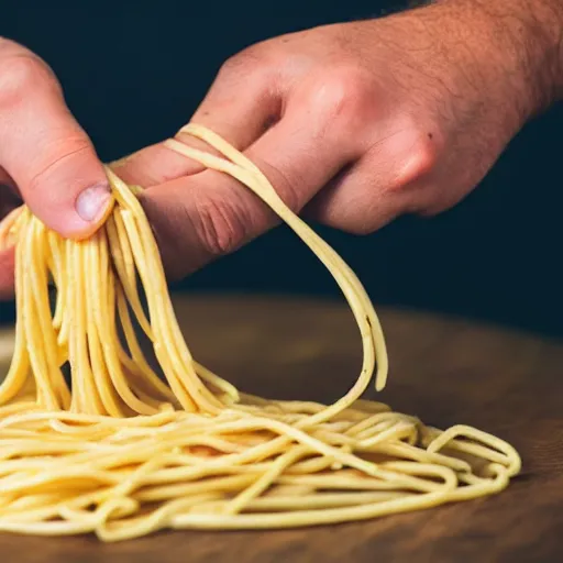 Image similar to photo of man being tied up with spaghetti