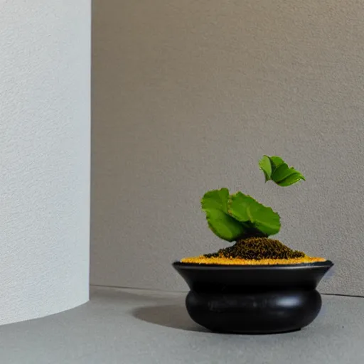 Image similar to a photo of 8k Ikebana, ohararyu, wide angle, sony a7r3, ultra detail, photorealistic, in simple background