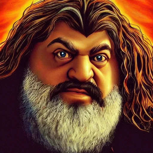 Image similar to epic very beautiful art of ps 1 hagrid