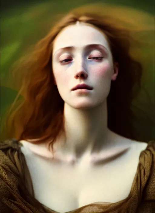 Prompt: Kodak Portra 400, 8K, ARTSTATION, Caroline Gariba, soft light, volumetric lighting, soft blur lighting background, highly detailed, britt marling style 3/4 , extreme Close-up portrait photography of a beautiful woman how pre-Raphaelites by Giovanni Gastel with her eyes closed,inspired by Ophelia paint, the face emerges from water of Pamukkale, underwater face, hair are intricate with highly detailed realistic beautiful brunch and flowers , Realistic, Refined, Highly Detailed, interstellar outdoor soft pastel lighting colors scheme, outdoor fine art photography, Hyper realistic, photo realistic