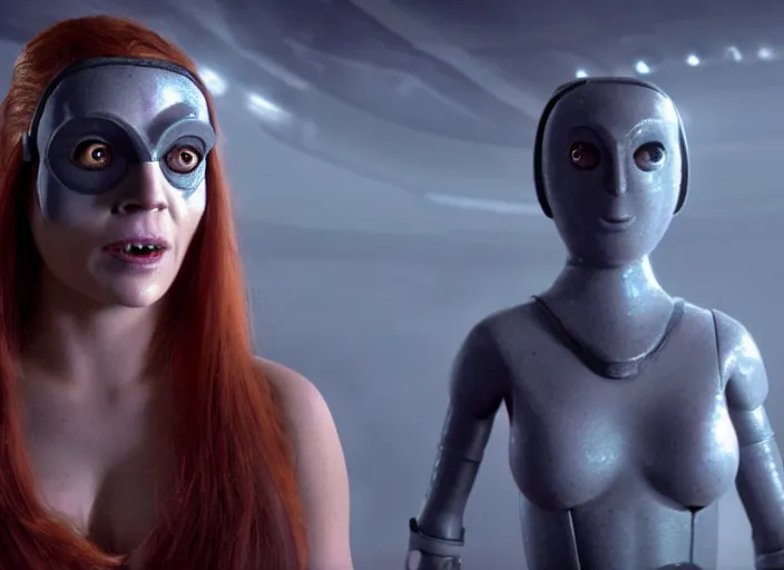 Image similar to film still of leela the cyclops in the scifi movie, 4 k