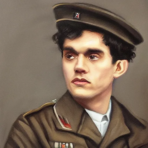 Image similar to “Oil painting of John Mayer as a World War 1 general, 4k”