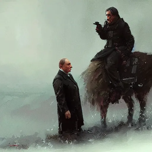 Image similar to picture the putin runs lavrov as a puppet, painting by greg rutkowski