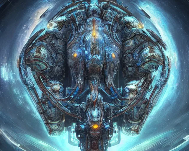 Image similar to immortal neuron, temple, mothership, alien utopia, holy place, protoss!!!!, starcraft, intricate, scifi, space, highly detailed, art by roberto digiglio and furio tedeschi and filippo ubertino