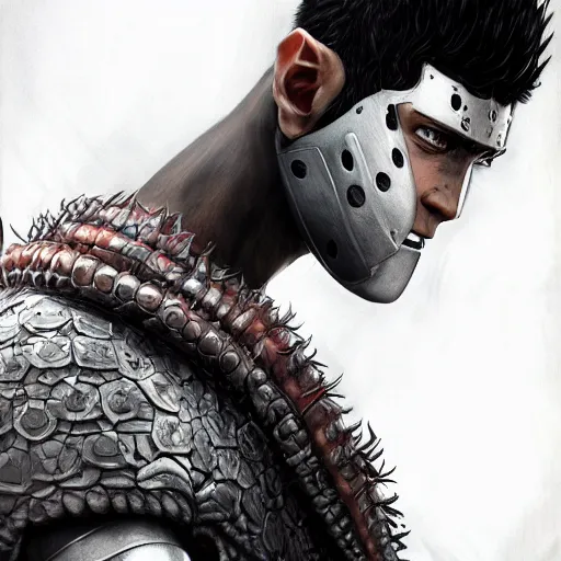 Image similar to photorealistic shockingly amazing portrait of guts from berserk extremely detailed, made by wlop and maxwell boas