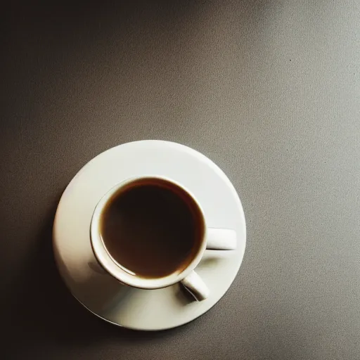 Prompt: photo of an aesthetic cup of coffee on top of a glass table